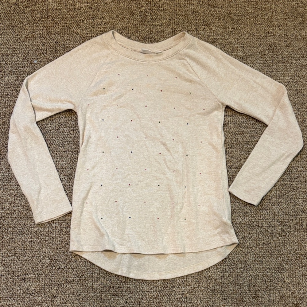 GAP Beige Long Sleeve light sweater with colorful accents